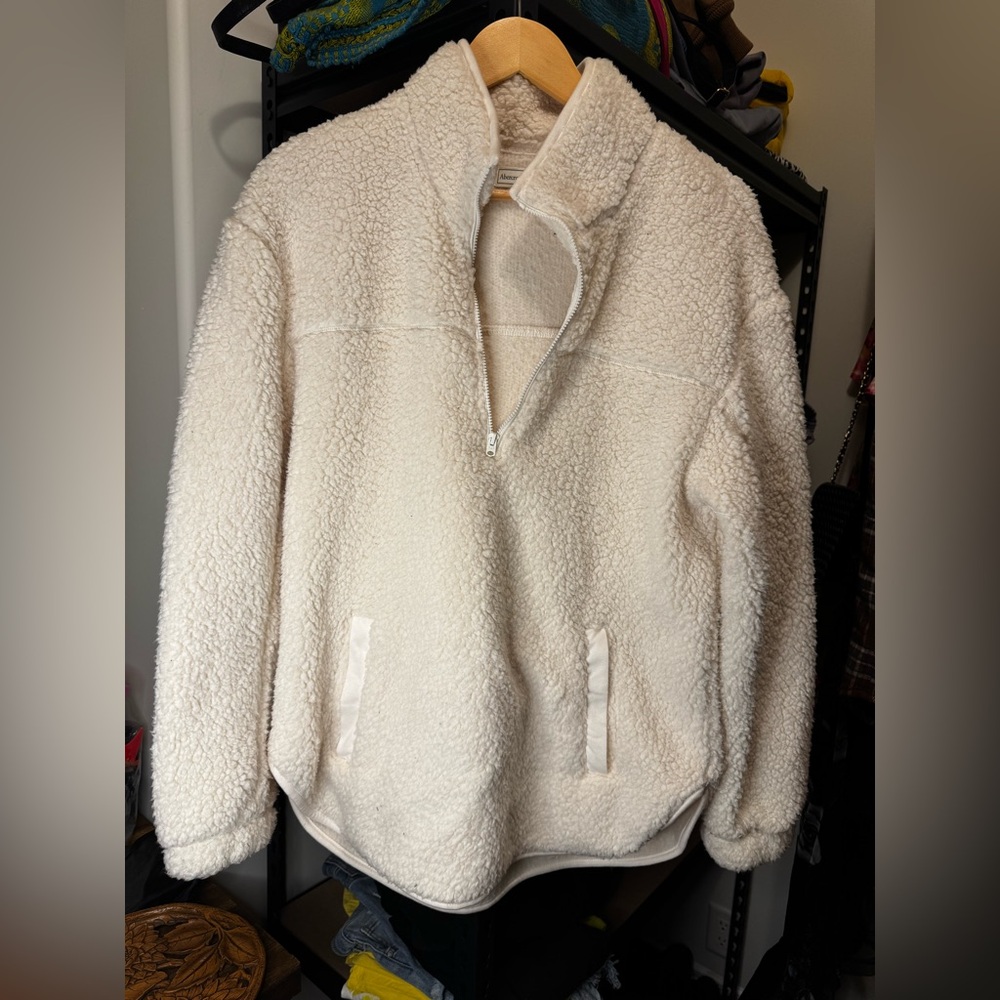 Abercrombie & Fitch Cream Fleece Jacket